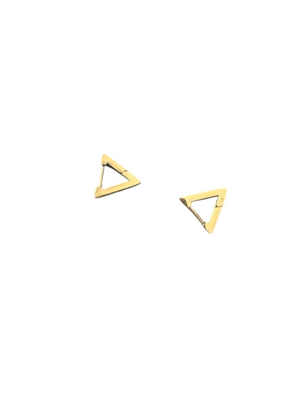 💘18K Gold Plated Over Stainless Steel Triangle Huggie Earrings - Picture 3 of 4